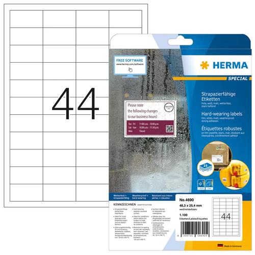 Herma Ethical. strain-resistant. A4 white 48.3x25.4 mm Film 1100 St.