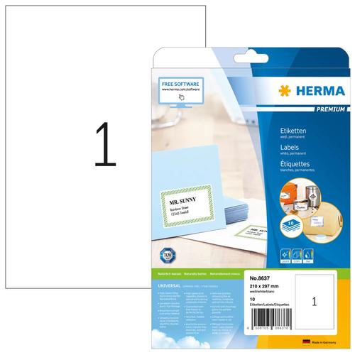 Herma Premium Labels A4 white 210x297 mm paper 10 pcs.