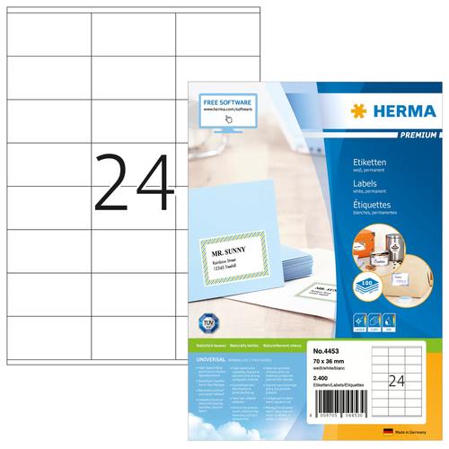 Herma Premium Labels A4 white 70x36 mm paper 2400 pcs.