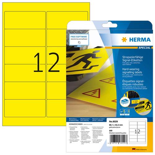 Herma Signal labels A4 99.1x42.3 mm yellow foil 300 pcs.