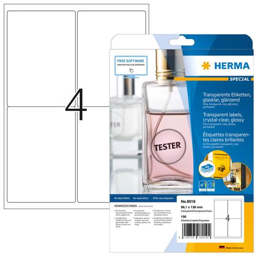 Herma Label. crystal clear A4 99.1x139 mm Film glossy 100 pcs.