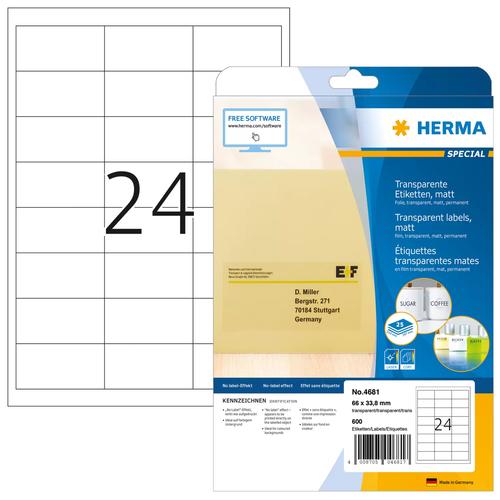 Herma Labels trans. matt A4 66x33