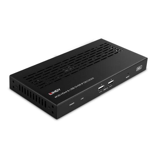 Lindy 4K30 HDMI AND USB over IP Decoder, Multicast AND Videowall