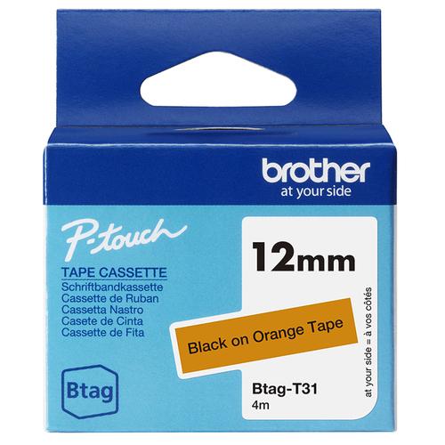 BROTHER BTAG-T31 label tape, black on orange