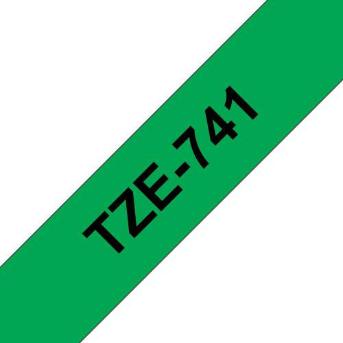 BROTHER TZE-741 label tape - Black on green