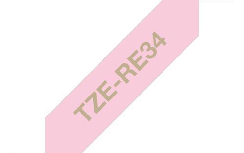 BROTHER TZE-RE34 label tape, gold on pink