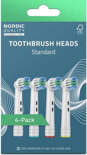 Nordic Quality 2270009 toothbrush head, 4-pack, Blue, White