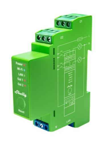 Shelly Pro Dimmer 2PM Built-in Blue, Green, Grey