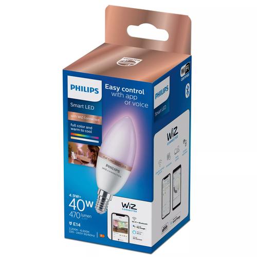 Philips by Signify Philips Smart LED RGB C37 Bulb, E14 Base, 470 lm