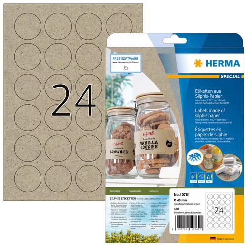 Herma Silphie Labels A4 20 Sheets 40mm Round