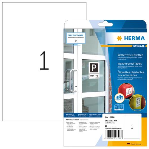 Herma Waterproof Impregnation. Etiquette. A4 20 Sheets 210x297
