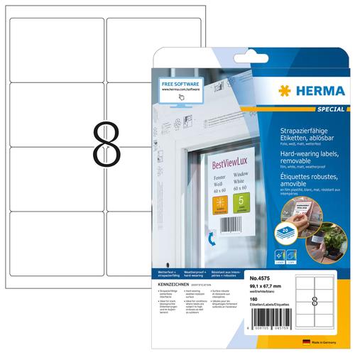 Herma Film labels A4 99.1x67mm white removable 160pcs.