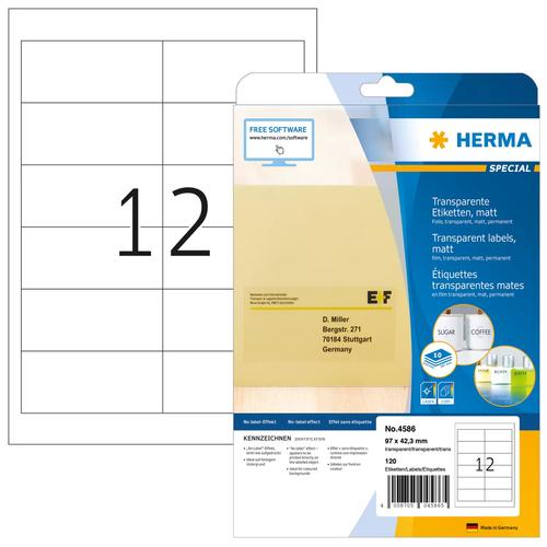 Herma Label. transparent A4 matt 97 x 42.3mm weather-resistant 120 pcs.