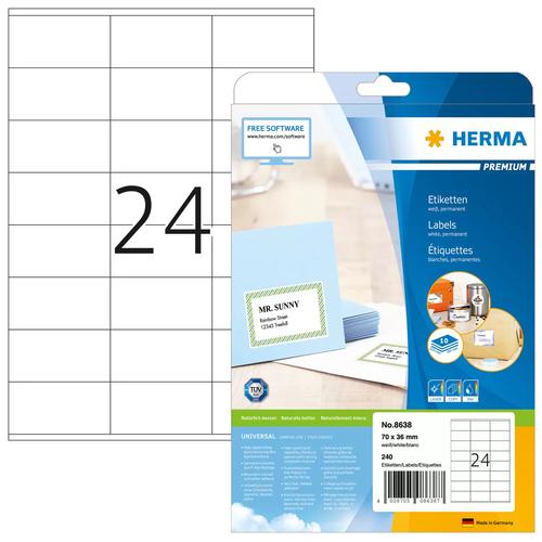 Herma Premium A4 labels white 70x36 mm paper 240 pcs.