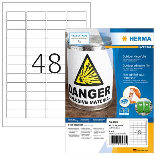 Herma Ethical. A4 Outdoor Adhesive Film white 45.7x21.2mm 1920 St.