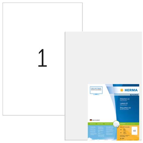 Herma A3 Premium Labels White 297x420 mm Paper 100 Pieces.