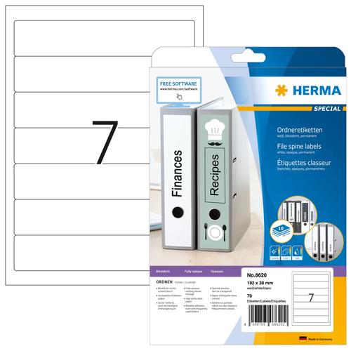 Herma Binder labels A4 white 192x38 mm paper opaque 70 pcs.