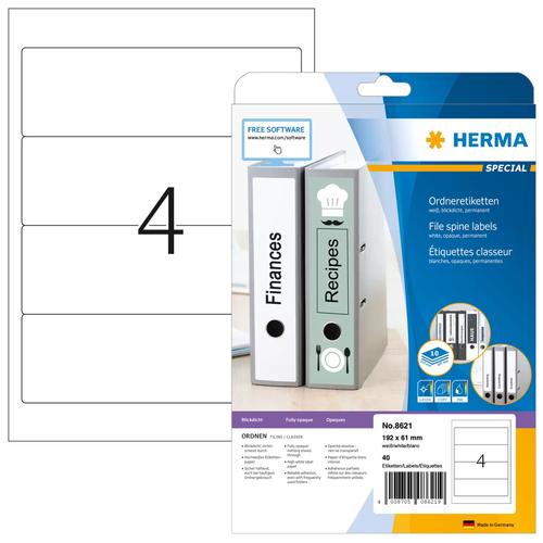 Herma Binder labels A4 white 192x61 mm paper opaque 40 pcs.