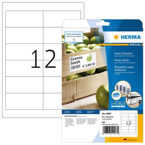 Herma Labels A4 white 97x42.3 mm extra strong adhesive 300 pcs.
