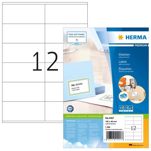 Herma Premium A4 labels white 105x48 mm paper 1200 pcs.