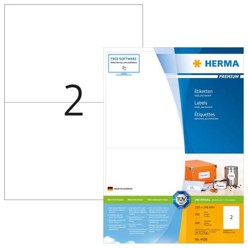 Herma Premium A4 labels white 210x148 mm paper 400 pcs.