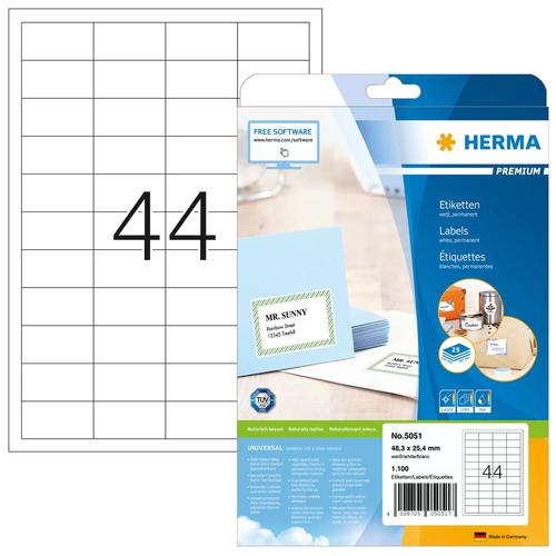 Herma A4 White Labels 48.3x25.4 mm Paper Matt 1100 Pieces.