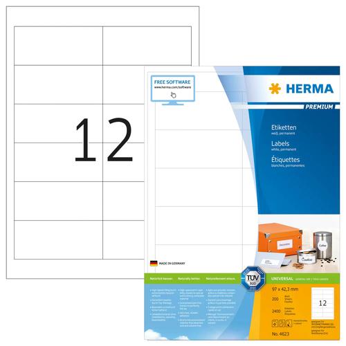 Herma Premium Labels A4 white 97x42.3 mm Paper 2400 pcs.