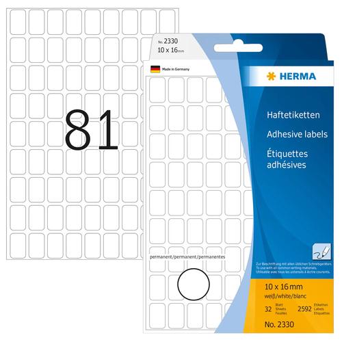 Herma Multifunction labels white 10x16 mm paper matte 2592 pieces.