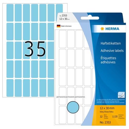 Herma Multi-purpose labels, blue, 12x30 mm, paper, matte, 1120 pieces.