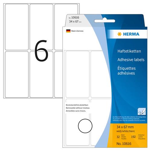 Herma Multi-purpose labels white 34x67 mm removable 144 pcs.