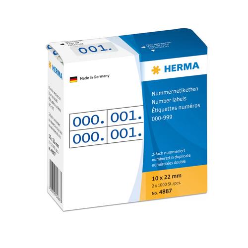Herma Numbering technology. Double-sided, self-adhesive. 10x22 mm. Print in blue