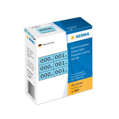 Herma Numbering technology. 3 times self-cleaning. 10x22 mm blue/black