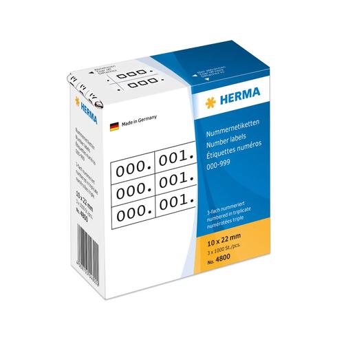 Herma Numbering technology. 3 times self-cleaning. 10x22 mm white/black