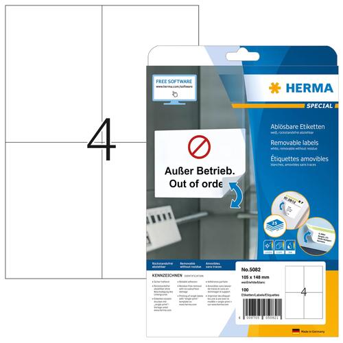 Herma A4 White Labels, 105x148 mm