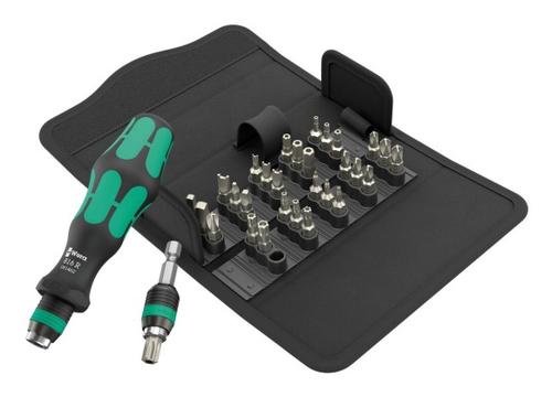 WERA Kraftform Kompakt 71 Security, 32-piece set (black/green, 1/4"", including ratchet handle)