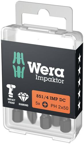 WERA Screwdriver bit 851/4 IMP DC PH2 50mm, 5 pack.