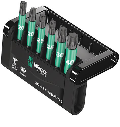 WERA Bit-Check 6 TX Impaktor 1, 1/4"", 6-piece (diamond-coated, extremely durable)