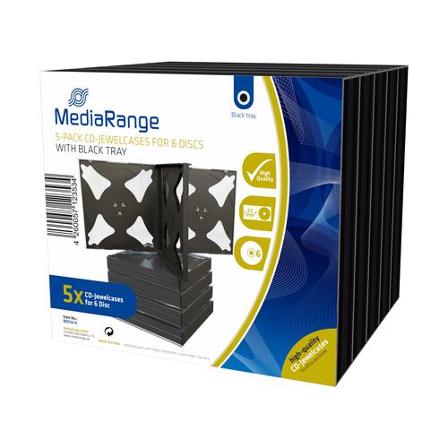 MediaRange CD Case for 6 Discs 22mm Black Tray 5pcs