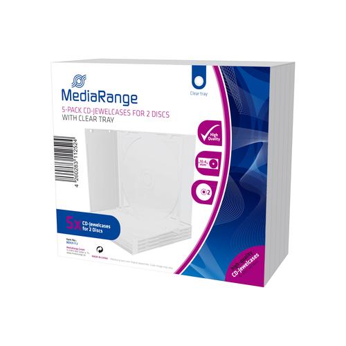 MediaRange Transparent CD case for 2 discs, 10.4mm, tray 5pcs