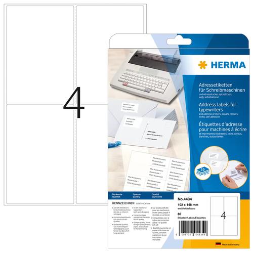 Herma Address labels. 102x148 mm Paper Rounded corners 80 pcs.