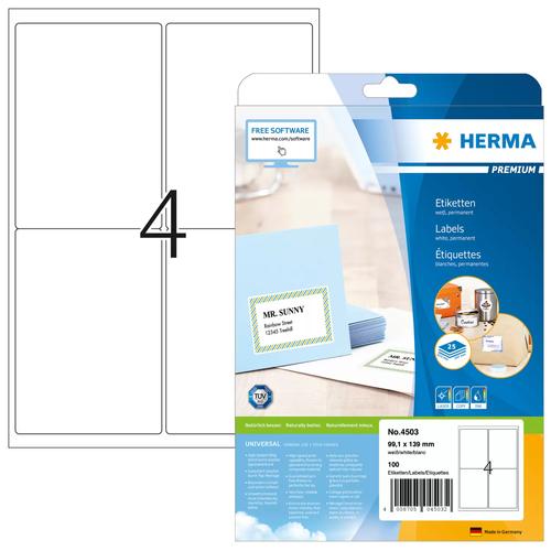Herma Premium A4 White Address Labels 99.1 x 139.0 mm 100 Sheets.