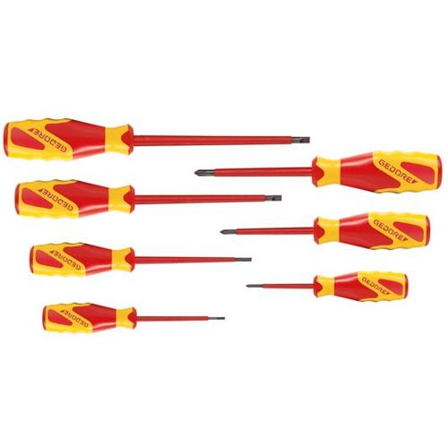 Gedore VDE screwdriver set, 7-piece (red/yellow, slotted and Phillips)