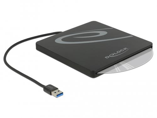 Delock External enclosure for 5.25" slot-in slim SATA drives 9.5 / 12.7 mm to USB Type-A connector (black)