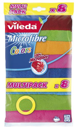 Vileda 148394 Microfiber Cleaning Cloth, Polyamide, Polyester, Multicolored, 8 pieces