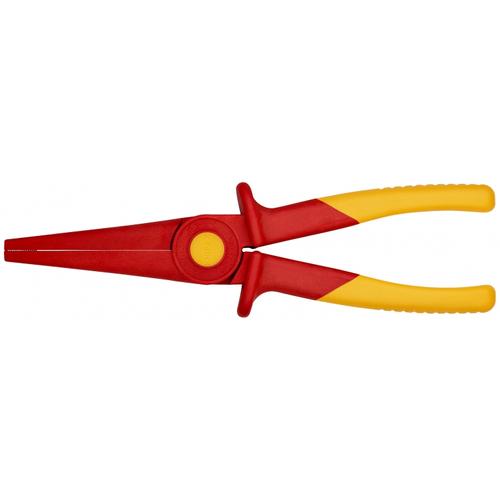 Knipex Plastic flat-nose pliers 98 62 02 (red/yellow, toothed gripping surfaces, insulated, VDE tested)