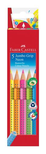 Faber-Castell Jumbo Grip Neon Colored Pencil 5-Piece Case