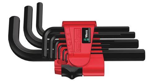 WERA 950/9 Hex-Plus 7 Angle Wrench Set, 9-Piece (black, with retaining clip, BlackLaser finish)