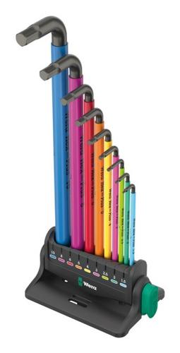 WERA 950/9 Hex-Plus Multicolour 3 Socket Key Set, 9-piece (with stand, BlackLaser finish)