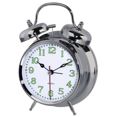 Hama Nostalgia Quartz Alarm Clock, Silver