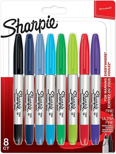Sharpie Permanent marker Twin Tip assorted colors 8-pack blister